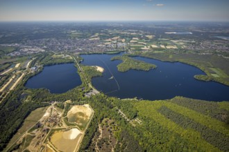 Aerial view, Haltern reservoir, Haltern am See, Münsterland, Ruhr area, North Rhine-Westphalia,