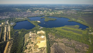 Aerial view, Haltern reservoir, Haltern am See, Münsterland, Ruhr area, North Rhine-Westphalia,