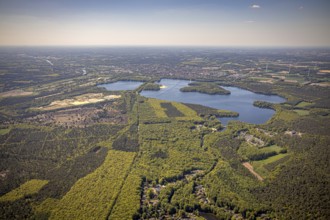 Aerial view, Haltern reservoir, Haltern am See, Westruper Heide, Münsterland, Ruhr area, North