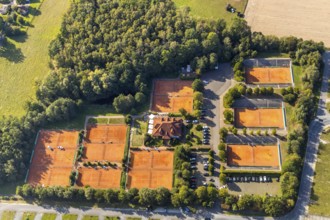 Aerial photo, tennis courts, tennis club TC Blau-Weiß Halle, Oldendorf, Halle, Ostwestfalen-Lippe,