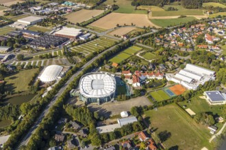 Aerial view, OWL ARENA, Oldendorf, Halle, Ostwestfalen-Lippe, OWL, North Rhine-Westphalia, Germany,