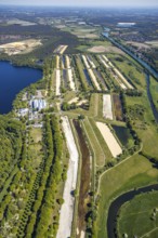 Aerial view, GELSENWASSER AG Haltern waterworks, filter basin, Haltern am See, Münsterland, Ruhr