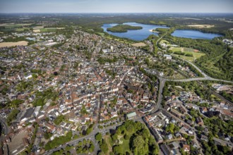 Aerial view, townscape and old town, Halterner See, Haltern am See, Münsterland, Ruhr area, North