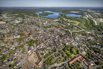 Aerial view, town view and old town, Haltern town hall, Halterner See, Haltern am See, Münsterland,