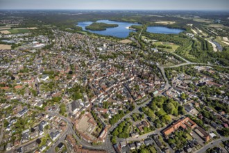 Aerial view, town view and old town, Haltern town hall, Halterner See, Haltern am See, Münsterland,