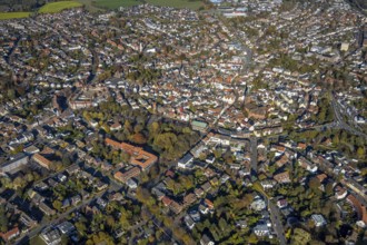 Aerial view, Old Town, Haltern Town Hall, St. Sixtus Church, historical buildings,