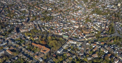 Aerial view, Old Town, Haltern Town Hall, St. Sixtus Church, historical buildings,