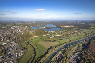 Aerial photo, GELSENWASSER AG Haltern waterworks, filter basin, Haltern reservoir, Lippe river,