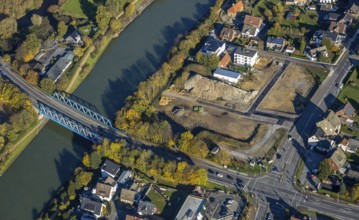 Aerial view, Wesel-Datteln Canal, Recklinghäuser Straße, canal bridge, Flaesheimer Straße