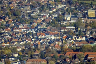 Aerial view, Old Town, St. Sixtus Hospital, historical buildings, Haltern am See, Ruhr area, North