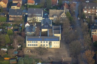Aerial view of the Dachsberg School in the district of Flaesheim in Haltern am See in the Ruhr area