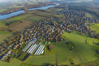 HULLERN 16.12.2020 Village view on the edge of agricultural fields and land in Hullern in the state
