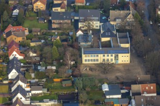 Aerial view of the Dachsberg School in the district of Flaesheim in Haltern am See in the Ruhr area