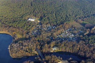 HALTERN AM SEE 16.12.2020 Aerial view of the DJH youth hostel Haltern am See in the wooded area at