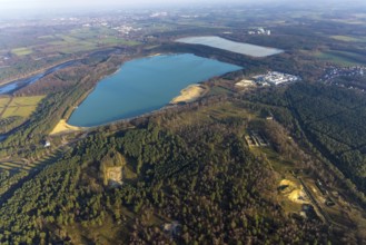 Aerial view of Silbersee II and Silbersee II in the forest area with KSPE