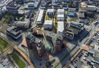 Aerial view, residential area, Museumsquartier between Sedanstraße / Am Stadtbad / Friedrichstraße,