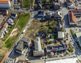Aerial view, former wooded area at Südring between Bergamt and Commerzbank, new building plots,