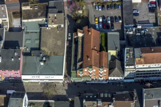 Aerial view, buildings of Weststraße 34 and 36 in the pedestrian zone, Hamm, Ruhr area, North