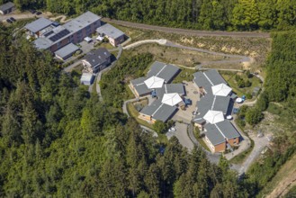 Aerial view, residential community Haus Waldfrieden, Halver, Märkischer Kreis, Sauerland, North