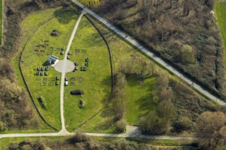 Aerial view, housing estate between Nordenstiftsweg / Ruppiner Straße, urban garden Kornmersch,