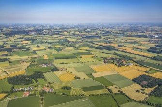 Aerial photo, agricultural areas, Allen, Wambeln, fields, meadows, Hamm, Ruhr area, North