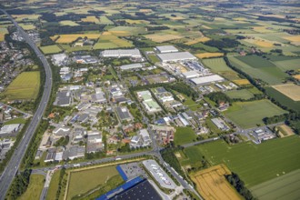 Aerial photo, Rhynern industrial estate on the A2 motorway, Rhynern, Hamm, Ruhr area, North
