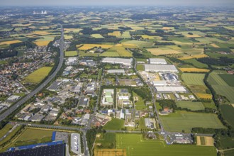 Aerial photo, Rhynern industrial estate on the A2 motorway, Rhynern, Hamm, Ruhr area, North