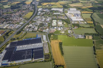 Aerial photo, Rhynern industrial estate on the A2 motorway, Rhynern, Hamm, Ruhr area, North