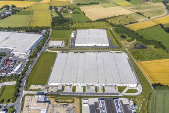 Aerial photo, Rhynern industrial estate on the A2 motorway, Rhynern, Hamm, Ruhr area, North