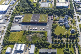 Aerial photo, Rhynern industrial estate on the A2 motorway, Rhynern, Hamm, Ruhr area, North