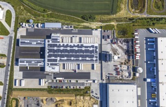 Aerial photo, Rhynern industrial estate on the A2 motorway, Rhynern, Hamm, Ruhr area, North