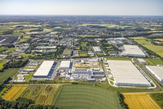 Aerial photo, Rhynern industrial estate on the A2 motorway, Rhynern, Hamm, Ruhr area, North