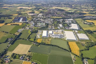 Aerial photo, Rhynern industrial estate on the A2 motorway, Rhynern, Hamm, Ruhr area, North