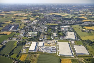 Aerial photo, Rhynern industrial estate on the A2 motorway, Rhynern, Hamm, Ruhr area, North