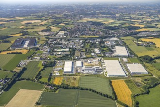 Aerial photo, Rhynern industrial estate on the A2 motorway, Rhynern, Hamm, Ruhr area, North