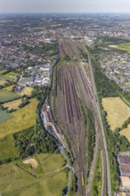 Aerial view, marshalling yard, freight yard Hamm, Lohauserholz, Hamm, Ruhr area, North