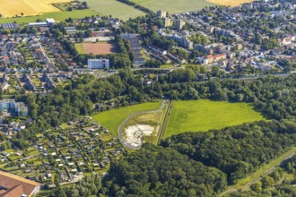 Aerial view, rainwater retention basin of the Lippeverband at the Kamener Straße, Wiescherhöfen,