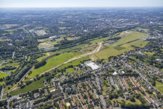 Aerial photo, construction site, Lippe floodplain, Datteln-Hamm Canal, EDLH airfield, Hamm, Ruhr