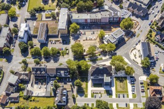 Aerial view, Bürgeramt Heessen Stadt Hamm, New parking spaces, Construction site redesign - renewal
