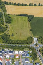 Aerial view, new development area Heimshof-Ost, Hamm, dog meadow, Ruhr area, North