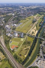 Aerial view, construction site Erlebensraum Lippeaue, Datteln-Hamm-Canal, Hammer Technologie- und