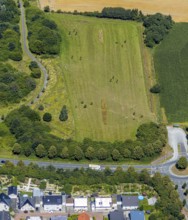 Aerial view, new development area Heimshof-Ost, Hamm, dog meadow, Ruhr area, North