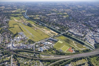 Aerial view, construction site Erlebensraum Lippeaue, Datteln-Hamm-Canal, Hammer Technologie- und