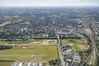 Aerial view, construction site Erlebensraum Lippeaue, Datteln-Hamm-Canal, Hammer Technologie- und