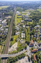 Aerial view, railway line Heessen direction Hamm, bridge over the railway line Dasbecker Weg,