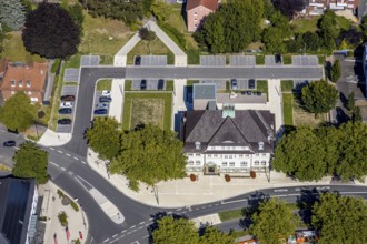 Aerial view, Bürgeramt Heessen Stadt Hamm, New car parks, Heessen, Hamm, Ruhr area, North