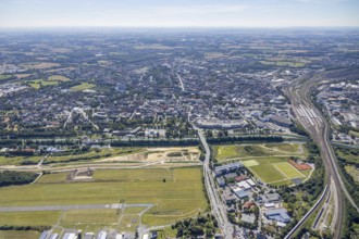Aerial view, construction site Erlebensraum Lippeaue, Datteln-Hamm-Canal, Hammer Technologie- und