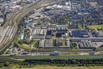 Aerial view, overview industrial area at the canal, former Thyssen site, Hafenstraße, Westlich