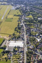 Aerial view, overview Heessener Straße direction Hamm-Mitte, airfield EDLH, Hamm, Ruhr area, North