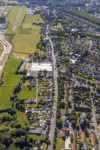 Aerial view, overview Heessener Straße direction Hamm-Mitte, airfield EDLH, Hamm, Ruhr area, North